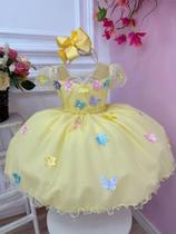 Vestido de Festa Infantil Luxo Princesa Temático de Jardim Mundo Encantado com Borboletas Cores Diversas Vestido de Festa Infantil Luxo Princesa Temático de Jardim Mundo Encantado com Borboletas Cores Diversas