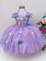 Vestido de Festa Infantil Luxo Princesa Temático de Jardim Mundo Encantado com Borboletas Cores Diversas Vestido de Festa Infantil Luxo Princesa Temático de Jardim Mundo Encantado com Borboletas Cores Diversas