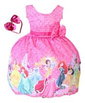 Vestido De Festa Infantil Meninas Princesa Luxo Pink Tiara Vestido De Festa Infantil Meninas Princesa Luxo Pink Tiara