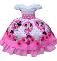 Vestido De Festa Infantil Minnie Rosa