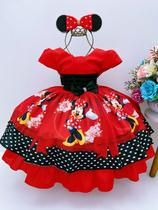 Vestido De Festa Infantil Minnie Vermelha Busto Liso Vestido De Festa Infantil Minnie Vermelha Busto Liso