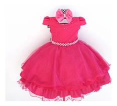 Vestido De Festa Infantil Pink E Tiara