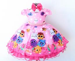 Vestido De Festa Infantil Pink Perola Princesa Luxo E Tiara