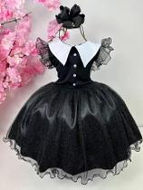 Vestido de festa infantil preto wandinha