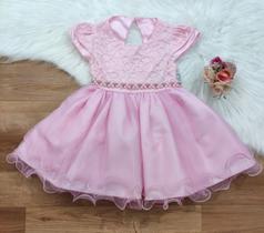 Vestido de Festa Infantil Rosa Princesa Luxo