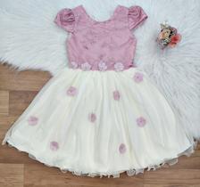 Vestido de festa Infantil Rose Com Bege Vestido de festa Infantil Rose Com Bege
