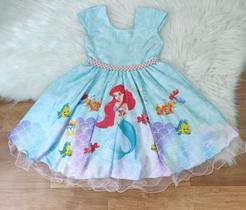 Vestido de Festa Infantil Sereia Ariel Estrela do Mar