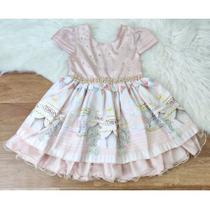 Vestido de Festa Infantil Temático Circo Salmão Luxo