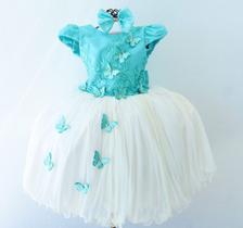 Vestido De Festa Infantil Tifanny borboleta Luxo eTiara Vestido De Festa Infantil Tifanny borboleta Luxo eTiara