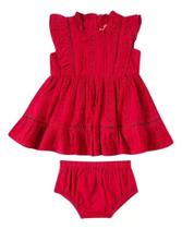 Vestido de Festa Infantil Vermelho em Laise com Calcinha para Bebê Natal Tip Top Verão 13200401 Vestido de Festa Infantil Vermelho em Laise com Calcinha para Bebê Natal Tip Top Verão 13200401