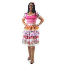 Vestido de Festa Junina Adulto Feminino Vestido Caipira Luxo Com Tiara - Sulamericana