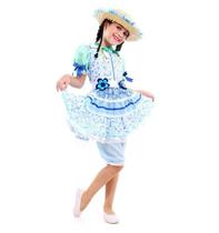 Vestido De Festa Junina Caipira Infantil Vestido Flor Azul - Sulamericana