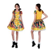 Vestido de Festa Junina Infantil Amarelo Fantasia De São João Caipirinha Arraiá
