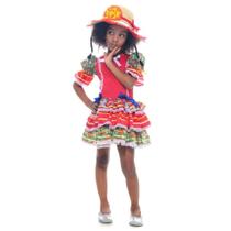 Vestido de Festa Junina Infantil Caipira Com Chapéu