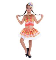 Vestido de Festa Junina Infantil Cropped e Saia Vermelho - Global Fantasias