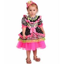 Vestido de festa Junina Infantil Xadrez e Neon Papilloo Vestido de festa Junina Infantil Xadrez e Neon Papilloo