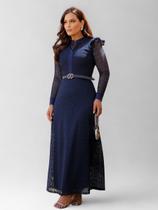 Vestido de Festa Longo Manga Longa Gola Alta Soltinho Moda Evangélica Vestido de Festa Longo Manga Longa Gola Alta Soltinho Moda Evangélica