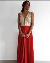 Vestido de festa longo vermelho com dourado madrinha ou formanda