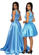 Vestido de festa madrinha 15 anos debutante casamento 2 em 1 azul - PARTYLIGHT ATELIER DAS NOIVAS