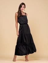 Vestido de festa midi preto ref. 2548