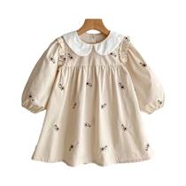 Vestido De Festa Para Meninas Com Bordado Floral E Gola De Renda, Roupas De Outono, Conjunto Vestido De Festa Para Meninas Com Bordado Floral E Gola De Renda, Roupas De Outono, Conjunto