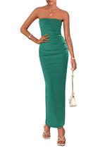 Vestido de festa PRETTYGARDEN, verão 2025, sem alças, franzido, maxi