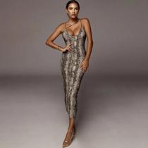 Vestido De Festa Sem Mangas Com Estampa De Leopardo Para Mulheres, Cintura Alta, Alças Finas,