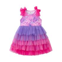 Vestido De Festa Sem Mangas Com Laço Para Meninas, Elegante Vestido De Princesa Para Férias De Verão Vestido De Festa Sem Mangas Com Laço Para Meninas, Elegante Vestido De Princesa Para Férias De Verão