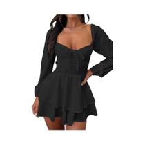 Vestido De Festa Sexy E Elegante Com Decote Em V, Costas Descobertas, Manga Longa E Cintura Ajustada