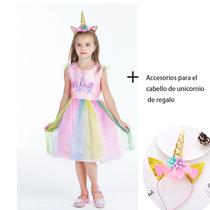Vestido de festa unicórnio - Rosa 2-3 anos
