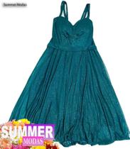 Vestido de festa verde com brilho