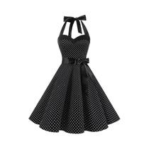 Vestido De Festa Vintage Halter Com Estampa De Poá Retro Para Mulheres, Estilo Pin up Rockabilly,