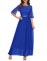 Vestido de festa Wedtrend Floral Lace Chiffon WT0314 azul royal Vestido de festa Wedtrend Floral Lace Chiffon WT0314 azul royal