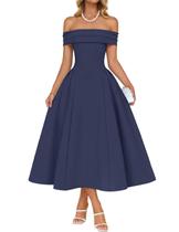 Vestido de festa ZESICA Elegant Off Shoulder A Line Navy