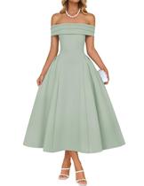 Vestido de festa ZESICA Off Shoulder de manga curta para mulheres Vestido de festa ZESICA Off Shoulder de manga curta para mulheres