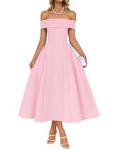 Vestido de festa ZESICA Off Shoulder de manga curta rosa tamanho L