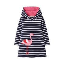 Vestido De Flamingo Com Capuz Para Meninas, Listrado, De Algodão, Casual De Inverno Para Uso Diário