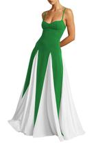 Vestido de formatura EEMEII 2025 Spaghetti Straps, patchwork, verde, branco