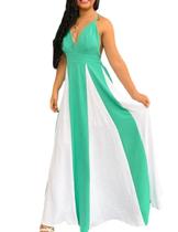Vestido de formatura EEMEII Spaghetti Straps Patchwork Menta White