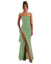Vestido de formatura GDJDIFK sem alças de chiffon sereia verde
