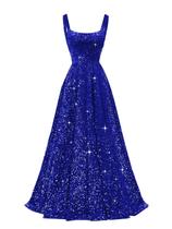 Vestido de formatura Miao Duo Sparkly Sequin A Line azul royal para mulheres