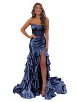 Vestido de formatura Mollyevers Satin Mermaid azul marinho tamanho 22W Vestido de formatura Mollyevers Satin Mermaid azul marinho tamanho 22W