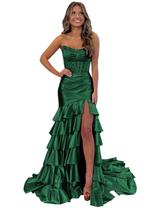 Vestido de formatura Mollyevers, verde esmeralda, cetim, sereia, tamanho 16W