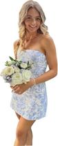 Vestido de formatura PLKF sem alças com estampa floral Bodycon Blue 00 Vestido de formatura PLKF sem alças com estampa floral Bodycon Blue 00