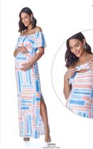 Vestido de gestante e amamentação estampado Emma Fiorezi P Vestido de gestante e amamentação estampado Emma Fiorezi P