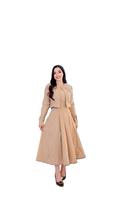 Vestido de Inverno com Casaco em Veludo Moda Evangelica Cor:BegeTamanho:G