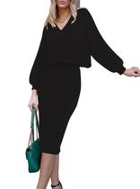 Vestido de inverno HUUSA 2024, outono, 2 peças, roupa de escritório para mulheres