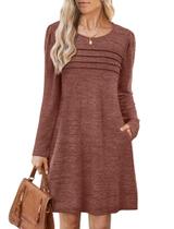 Vestido de inverno OFEEFAN Suéter de manga comprida Caramel XXL feminino
