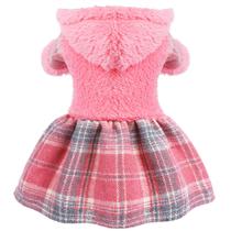 Vestido de inverno para cães Sebaoyu, suéter de lã quente com capuz, rosa Vestido de inverno para cães Sebaoyu, suéter de lã quente com capuz, rosa