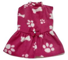 Vestido de inverno soft cachorro rosa estampa patinhas tam M
